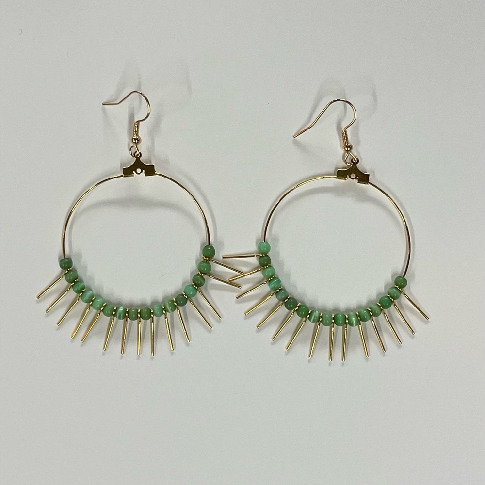 Drop hoop beaded earrings